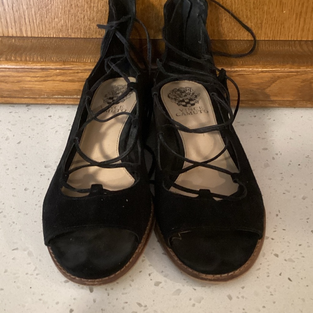 Vince Camuto Black Lace-Up Women's Shoes